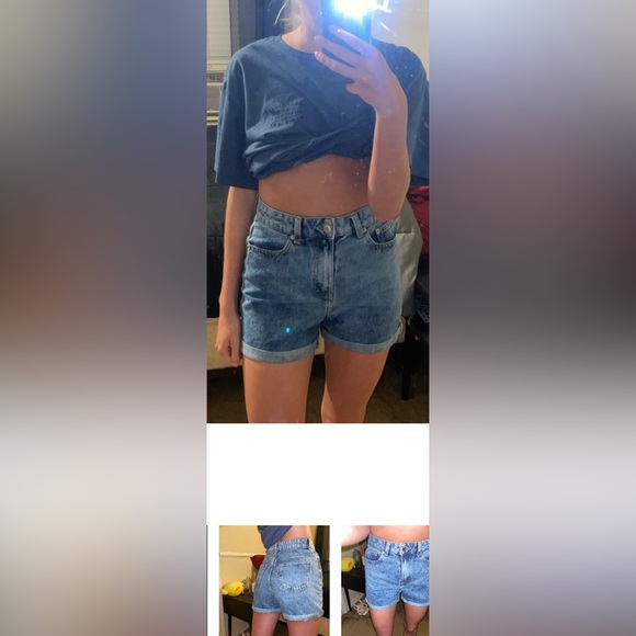 BNWOT acid wash Jean shorts high waisted - Picture 2 of 3